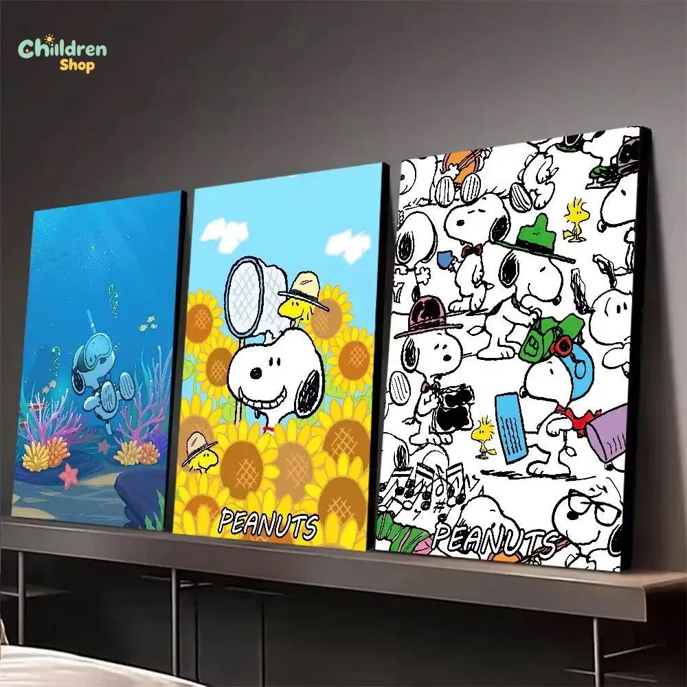 Resin Art Work - Lukisan Berlian Snoopy Kartun, Bentuk Bulat/Persegi,