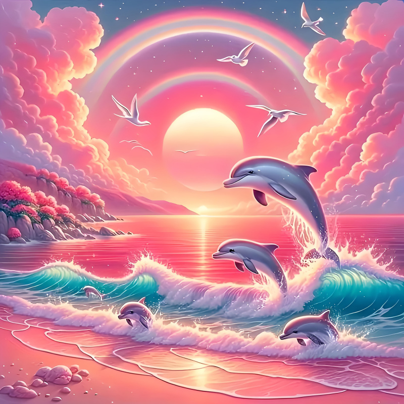 Resin Art Work - Perlengkapan Lukisan Berlian, Pola Langit Merah