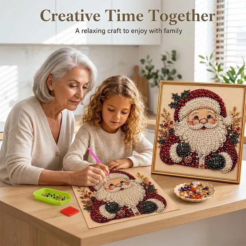 Resin Art Work - Set Lukisan Berlian Mutiara Natal dengan
