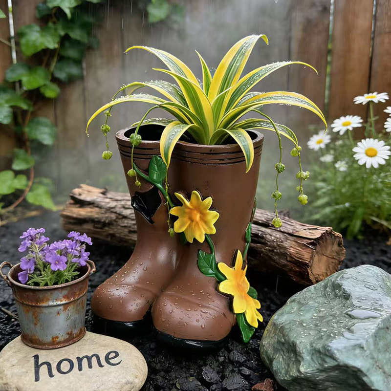 Resin Art Unique Ideas - Vas berbentuk sepatu bot hujan pastoral,
