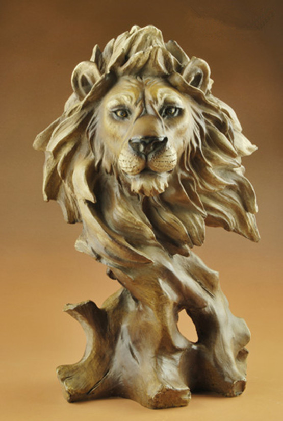 Resin Art Business - Patung hias 3D singa liar 28CM,