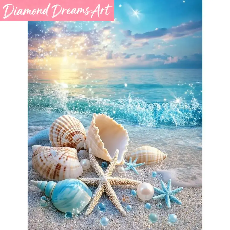 Resin Art Beach - Perlengkapan Lukisan Berlian Tanpa Bingkai, Tema