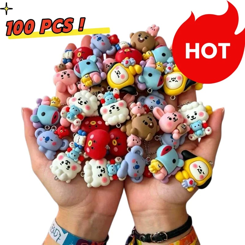 Resin Art Notes - 7pcs BT21 Resin Kartun Charm Aksesoris