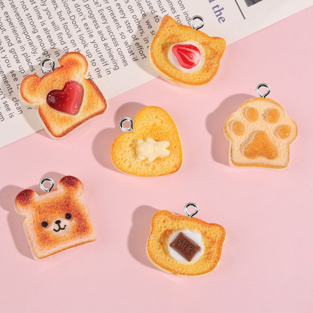 Resin Art Notes - 10pcs Resin Charms Bentuk Hati Beruang
