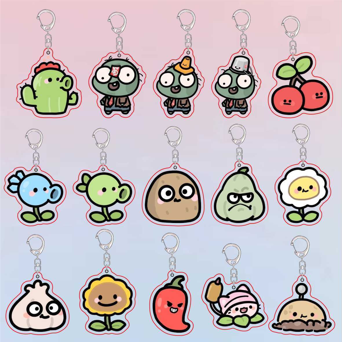 Resin Art Hanging - Gantungan Kunci Akrilik Plants Vs Zombies