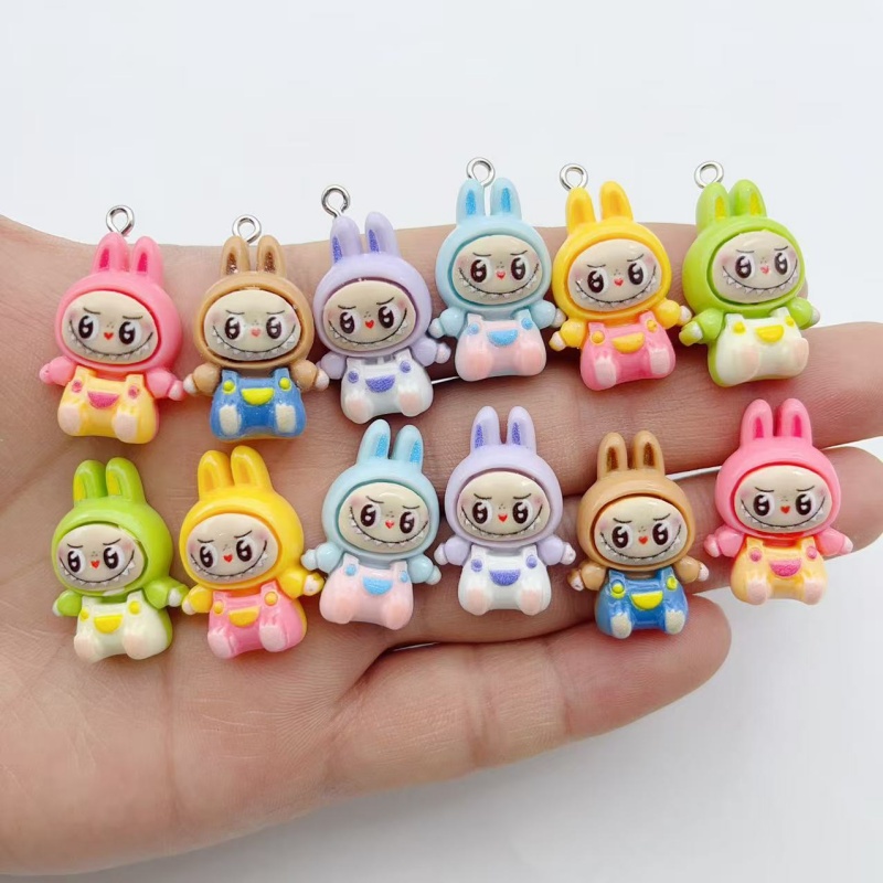 Resin Art Notes - 10Pcs Gantungan Resin Rumah Stroberi Kelinci