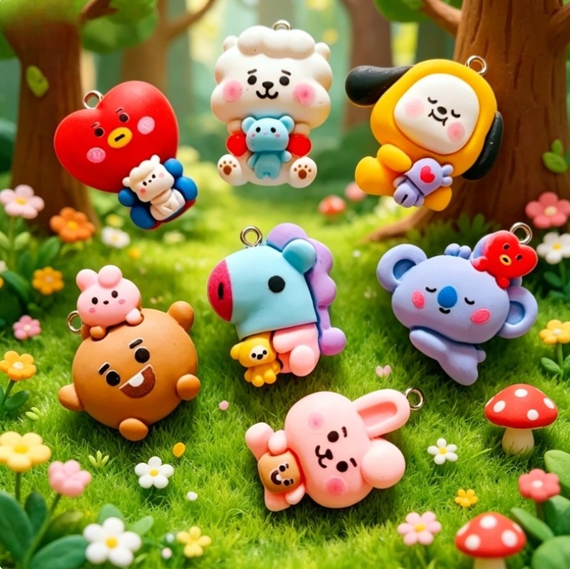 7pcs BT21 Resin Kartun Charm A - Resin Art Notes ulasan dan harga