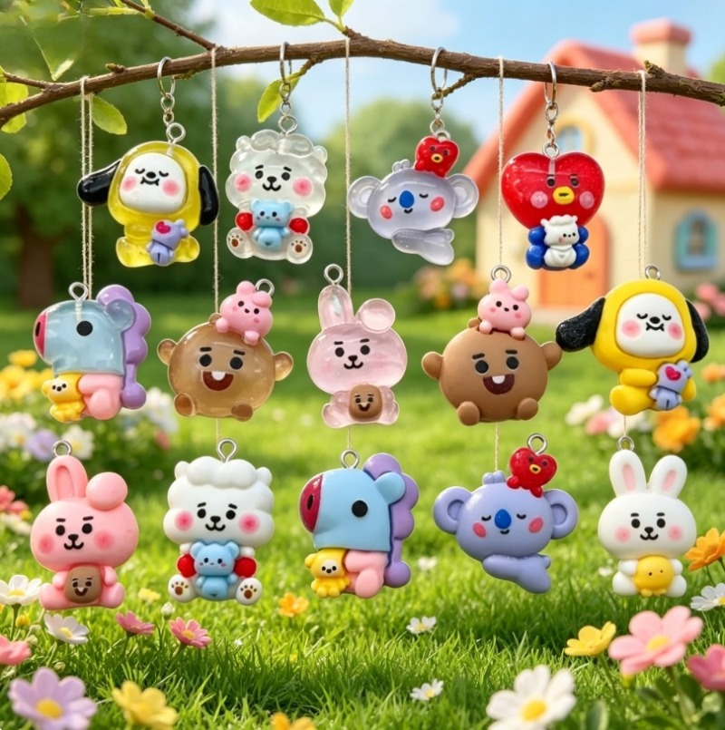 7pcs BT21 Resin Kartun Charm A - Resin Art Notes ulasan dan harga