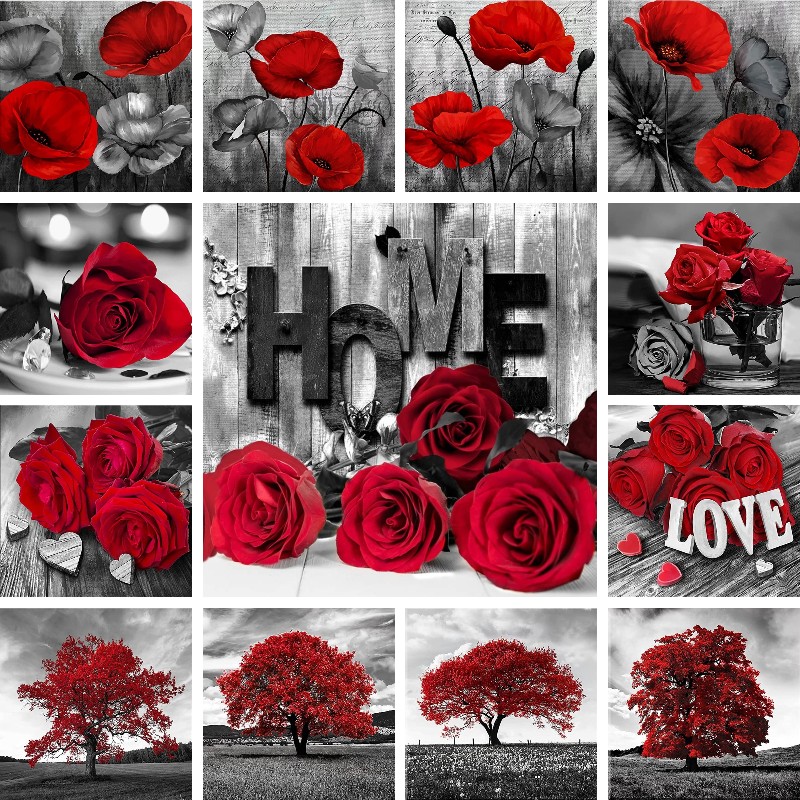 Berlian Mosaik Merah Hitam Sen - Resin Art Of Rose ulasan dan harga